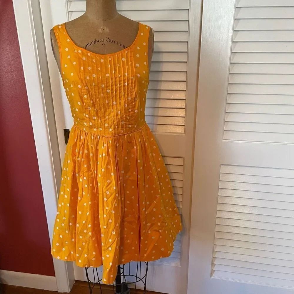 MOULINETTE SOEURS | anthropologie yellow lace polka dot dress 2